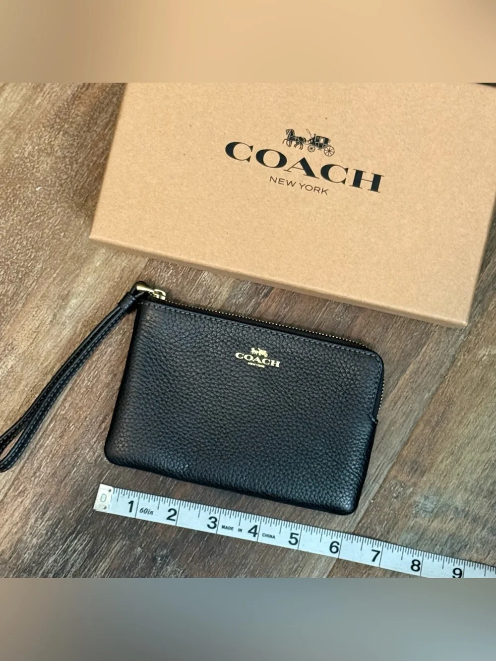 Coach Pebbled Leather Corner Zip Wristlet